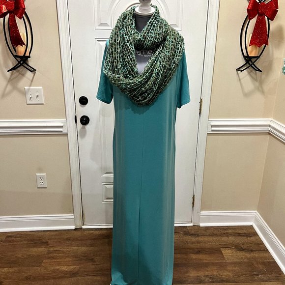 Women's Boutique Teal Dress with Scarf - Picture 1 of 1